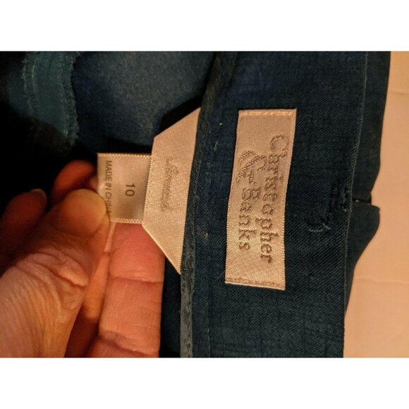 CJ Banks Christopher Dress Skirt Size 10 Blue Green Modest Womens Long - Picture 7 of 9